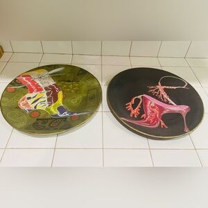 Hand painted/Hand made decorative shoe plates signed by artist